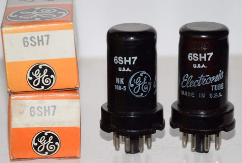 (!!) (Recommended Pair) 6SH7 GE metal can NOS 1976 (9ma and 8.6ma) **