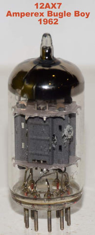 (!!!!) (Best Value Single #1) 12AX7 Amperex Bugle Boy Holland 1962 used/tests like new faded printing (1.4/1.4ma and Gm=2000/1800) (close section balance)