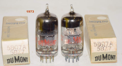 (!) (PAIR) 5BQ7A Dumont by GE gray plates NOS 1973 (8.3/8.0ma and 8.6/9.8ma)