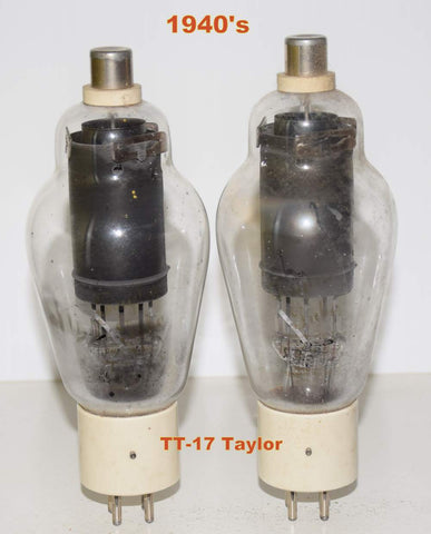 (!!!) (Best Pair) TT-17 Taylor ceramic base control grid recitifier tube 1940's (rare)