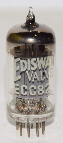 (!!!) (Smooth Single) ECC82=12AU7 Ediswan Valve by Brimar England NOS ribbed plates large