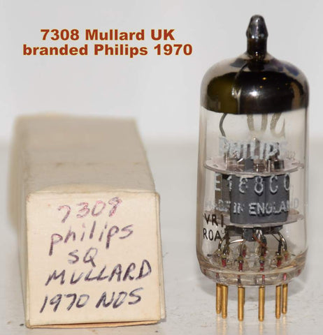 (!!) (Single) 7308=E188CC Philips UK by Mullard Gold Pins NOS 1970 (13.2ma/9.6ma)