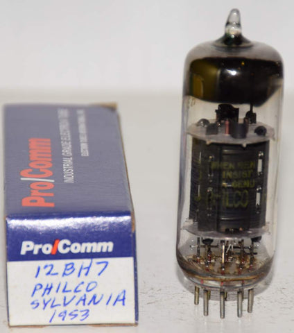 (!!!!) (Single) 12BH7 Sylvania Philco black oval plates