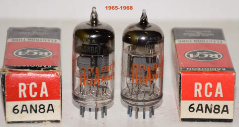 (!!!) (BEST PAIR) 6AN8A RCA NOS 1965-1968 (14/13.5ma and 13.4/13.5ma)