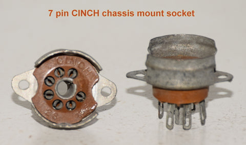 7 pin CINCH brown phenolic chassis mount with short bayonet shield and ground post NOS (40 in stock)