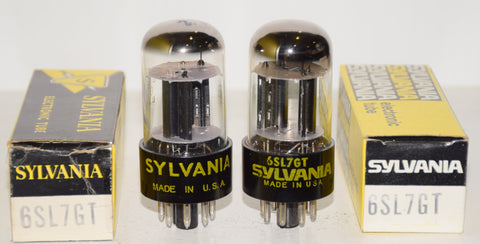 (!!) (Best Pair #2) 6SL7GT Sylvania NOS 1960's -1970 (2.5/2.5ma and 2.7/2.2ma) (Eddie Current) 1-5% section balance