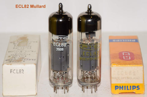 (!!!) (Mullard Pair) ECL82=6BM8 RTC England by Mullard UK NOS 1974-1977 (2.1/30ma and 2.1/29ma) 1-3% matched