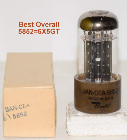 (!!!!) (Best Overall Single) JAN-CEA-5852=6X5GT Bendix NOS 1953 (65/40 and 66/40) (Best Audio Grade 6X5GT)