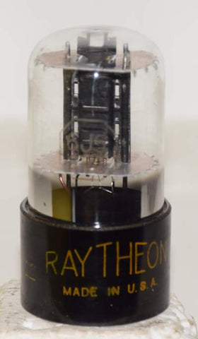 6J5GT Raytheon black ribbed plate used/very good 1940's (7.2ma) (Gm like new)