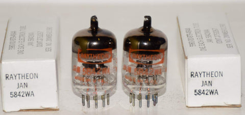 (!!!!) (Best Pair #1) JAN-5842WA Raytheon NOS 1984 original boxes (28ma and 30ma) 1-5% matched