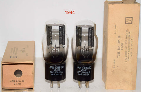 (!!!!) (Best Sounding Pair #1) JAN-CHS-80 Sylvania NOS 1944 (52-55/40 and 52-56/40)