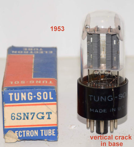 (!!!) (Good Value Single) 6SN7GT Tungsol parallel gray plates NOS 1953 double large