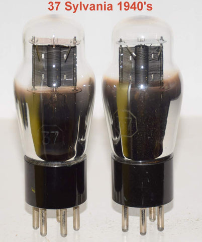 (!!) (Pair) 37 Sylvania 1940 era used/good no printing (6.6ma and 6.5ma) (Same Gm) 1-2% matched