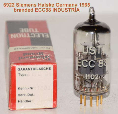(!!!!!) (Best Siemens Single 1965) 6922 Siemens Halske Germany NOS branded ECC88 INDUSTRIA (14.4/15.2ma)