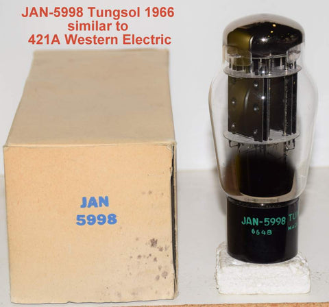 (!!!!) (Best Overall) JAN-5998 Tungsol NOS black plates NOS 1966 same build as 421A Western Electric (113ma/119ma) (close triode section balance)