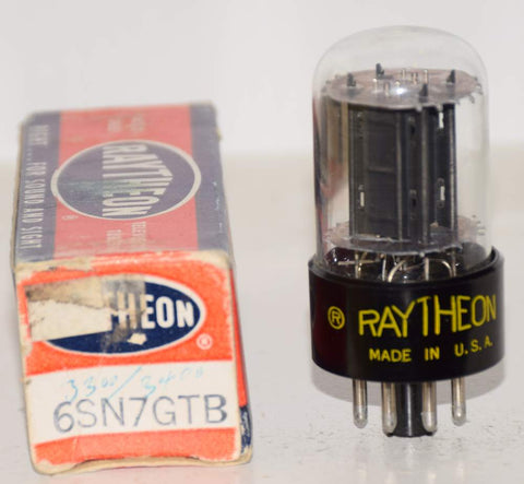 (!!) (Single) 6SN7GTB Raytheon black plates short bottle NOS 1950's (8/7ma) (High Gm)