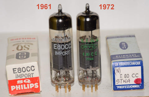 (!!!!) (Best Pair #1) E80CC=6085 Philips and RTC Holland gold pins NOS 1961-1972 (6.3/6.8ma and 6.1/6.9ma) 1-3% matched