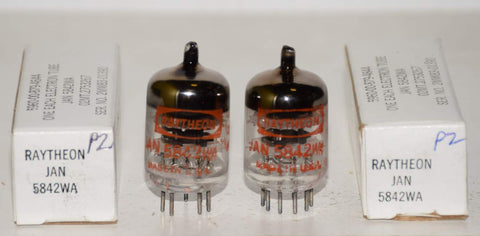(!!!!) (Best Pair) JAN-5842WA Raytheon NOS 1984-1985 original boxes (24ma and 23ma) 1-3% matched