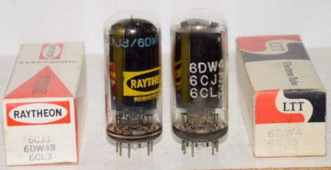 (PAIR) 6CL3=6DW4=6CJ3 Raytheon and LTT Japan copper plate NOS 1960's same build