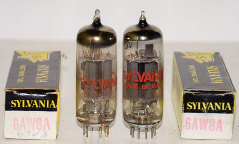 (!!) (Best Pair) 6AW8A Sylvania NOS 1960's with special silver oxide coating (3/22ma and 3/21ma) (Shindo)
