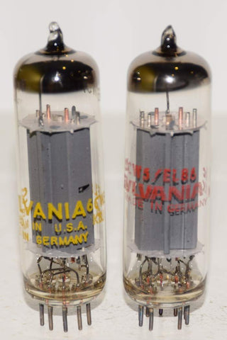 (!) (PAIR) EL86=6CW5 European made branded Sylvania Germany NOS 1970's (75ma/72.5ma)