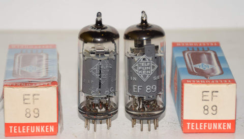 (!!!) (BEST PAIR #2) EF89=6DA6 Telefunken Germany <> bottom NOS 1966 (7.2ma and 7.3ma)