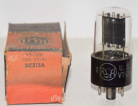 (!!!) (Best Overall Single) 6X5GT=VT-126B RCA black plates NOS 1943 (58/40 and 58/40) 1% section balance