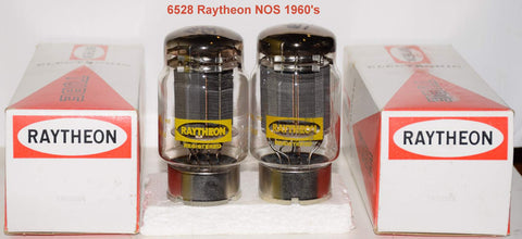 (!!!!) (Best Overall Pair) 6528 Raytheon graphite plates NOS and like new 1970 era (125ma/135ma and 119/129ma)