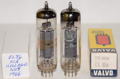 (!!!) (PAIR) EL86=6CW5 Valvo and RCA Holland NOS 1966-1969 (55ma and 57ma)