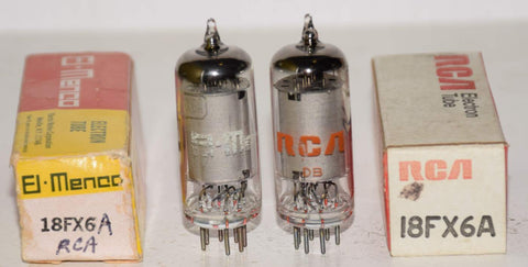(!!) (1 PAIR) 18FX6A RCA NOS - 1 tube branded El Menco (76/60 and 76/60)