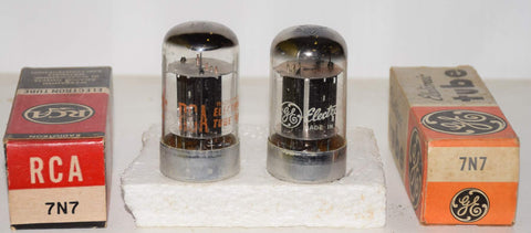 (!!!) (Recommended Pair) 7N7 Sylvania NOS branded GE and RCA 1960-1965 (9.4/8.0ma and 8.0/8.4ma) (close Gm)