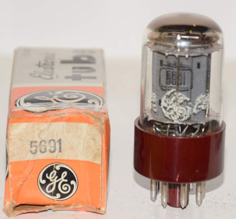 (!!!!) (Single) 5691 RCA branded GE red base gray plates NOS 1960's (2.1ma/2.4ma)