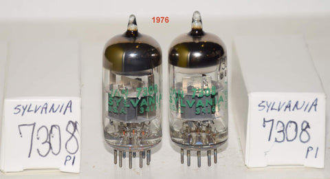 (!!!) (BEST PAIR) 7308 Sylvania JAN NOS 1976 in white boxes (14.4/19.4ma and 18.0/15.6ma)