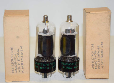 (!!) (BEST PAIR) 6BQ6GTB=6CU6 Sylvania JAN NOS 1960's (56ma and 56ma)
