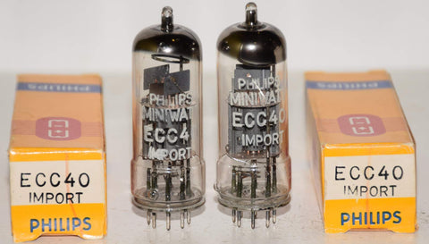 (!!) (Best Pair #3) ECC40 Philips Miniwatt NOS made by La Radiotechnique, Chartres/France 1969 (6.1/5.9ma and 6.5/6.1ma) 1-5% matched