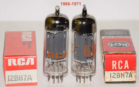 (!!!!) (Good Value Pair) 12BH7A RCA gray plates NOS 1966-1971 (8.8/12ma and 12.8/8.2ma) (Art Audio, Manley Mac, VTL)