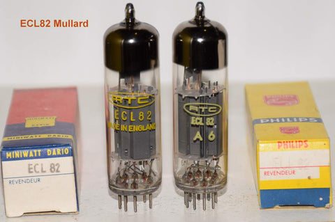 (!!!) (Mullard Pair) 6BM8=ECL82 RTC by Mullard UK NOS 1975 (2.2/34ma and 2.0/38ma)