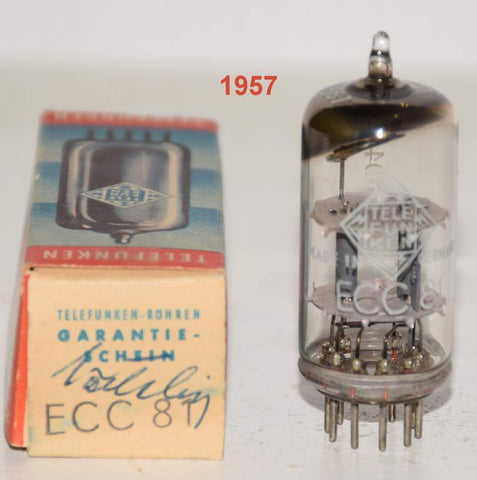(!!!) (Recommended Single) 12AT7 Telefunken Germany <> bottom NOS 1957 (9.8ma/7.2ma)