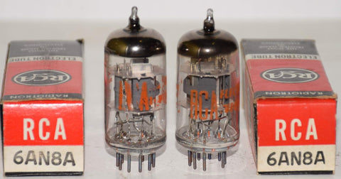 (!!!) (BEST PAIR) 6AN8A RCA NOS 1968 (16.2/15.6ma and 16.5/13.4ma) (close Gm matching)