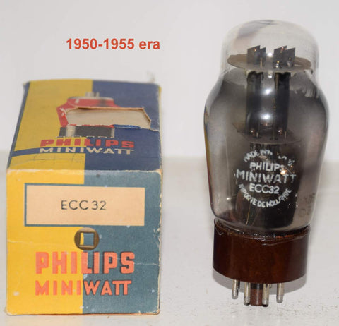 (!!!!) (Best Single) ECC32=CV181 Mullard branded Philips Miniwatt brown base/black plates