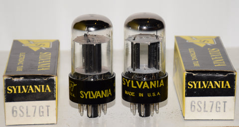 (!!!!) (Best Pair #1) 6SL7GT Sylvania NOS black plates 1960's same build (2.0/2.0ma and 2.1/2.0ma) 1-3% matched (Eddie Current)