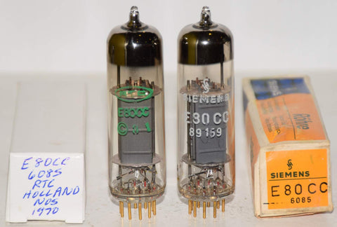 (!!!!) (Best Pair #1) E80CC=6085 Philips Holland gold pins NOS 1967-1970 (6.0/6.0ma and 6.3/6.0ma) 1-3% matched