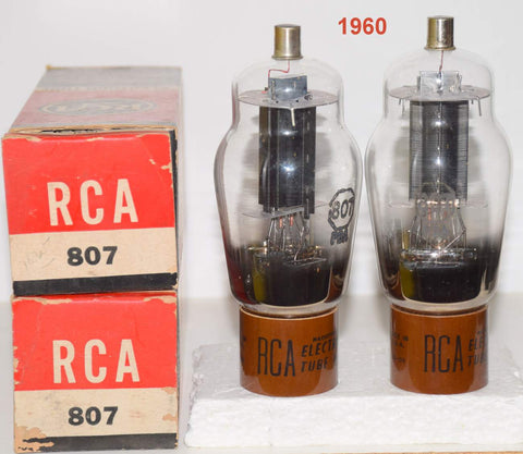 (!!!!) (Best Pair) 807 RCA black plate NOS 1960 (65ma and 69ma) (very close Gm)