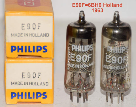 (!!) (Best Pair) E90F=6BH6 Amperex Holland NOS 1963 (7.3/7.5ma) (Marantz 8B)