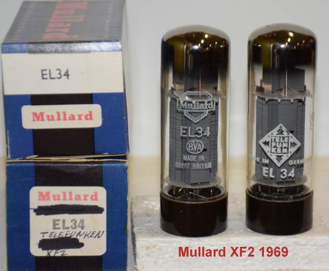 (!!!!) (Best Pair #4) EL34 Mullard UK branded Mullard and Telefunken XF2