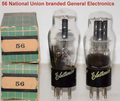 (!!!) (Best Pair) 56 National Union rebranded Western Electronics NOS 1940's (6.5ma and 6.9ma) (Highest mA and Gm)