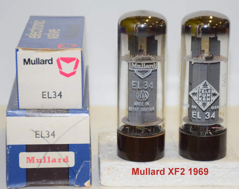 (!!!!) (Best Pair #4) EL34 Mullard UK branded Mullard and Telefunken XF2