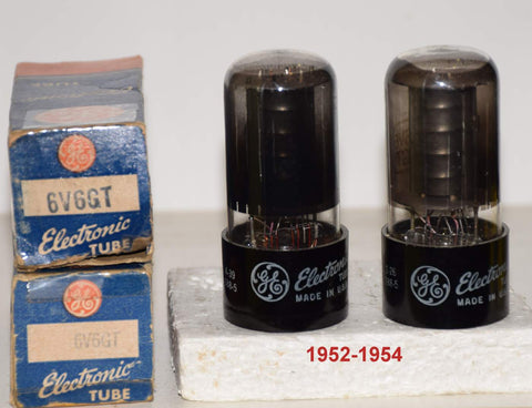 (!!!!) (Best Pair) 6V6GT GE coated glass NOS 1952-1954 (46.8ma and 47.5ma)