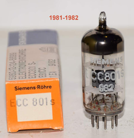 (!!) (Recommended Single) ECC801S=12AT7 Siemens Munich Germany NOS 1981-1982 (11.8/10.8ma)