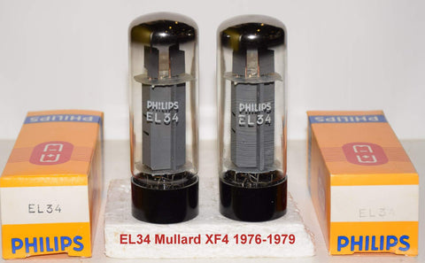 (!!!!) (Best Pair #1) EL34 Mullard UK branded Mullartd and Philips NOS XF4 1976-1979 (99.5ma and 98.2ma) (close Gm matching)